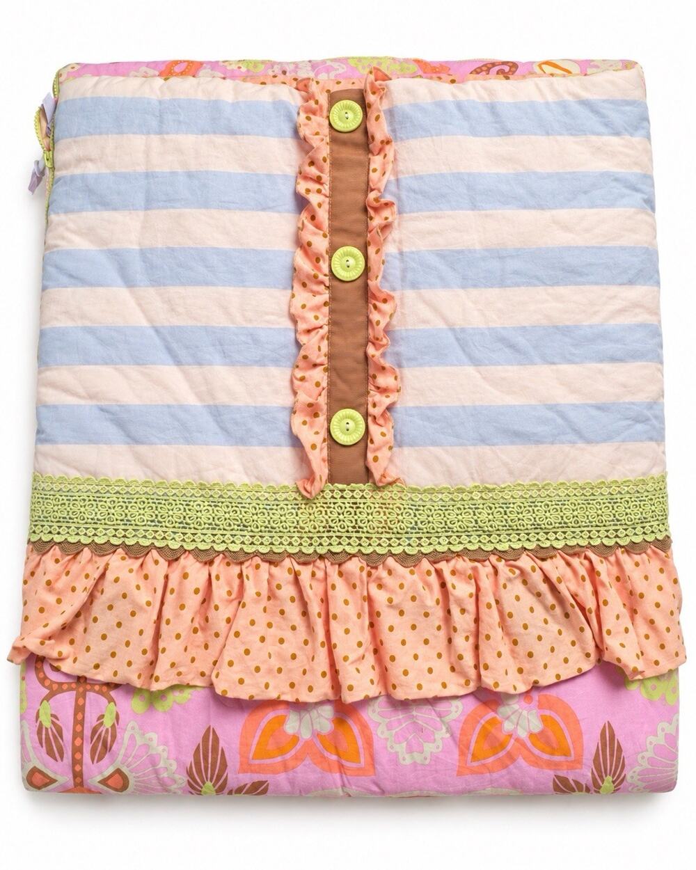 Matilda Jane Girls Sleeping Bag Pink Striped Floral Ruffle Buttons 27x56